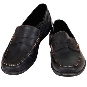 Born Men's Black Leather Penny Loafers Slip On Comfort Casual Work Size 12M